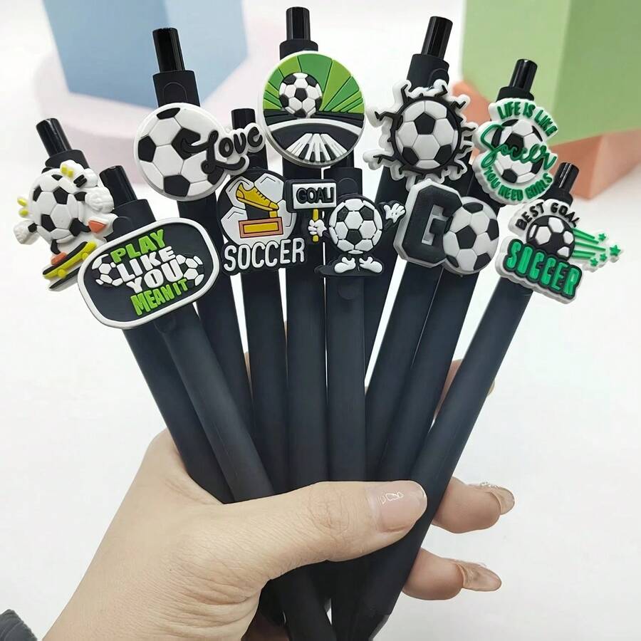 1 Stück/5 Stücke/10 Stücke Weltmeisterschaft-Themen Ei-förmiger Stift, nachfüllbare Fußball Aufkleber Stifte, Ostergeschenk (zufälliger Stil) - Verschiedenfarbig - Übersicht 1