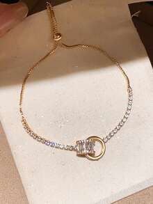 1pc Geometric Design Bracelet, Delicate Niche Style, Luxury Elegant Versatile Accessory - Gold - View 2