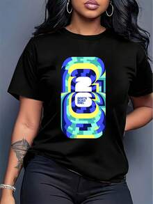 [Officially Licensed World Cup] 2026 World Cup, Short Sleeve T-Shirt With Fun Football Print, Urban Style Print Design, Summer Top, Must-Have For Fans, Available In Couple Styles (Men & Women), Great Birthday Gift For A Boyfriend. - 黑色 - 查看 1