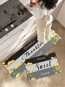 1pc Vintage Lemon Seaweed Bath Mat - Super Absorbent, Non-Slip, Perfect For Bathroom, Kitchen And Dining Room Use - Quick Dry, Perfect Gift For Home Decor And Bathroom Mat - Multicolor - View 4