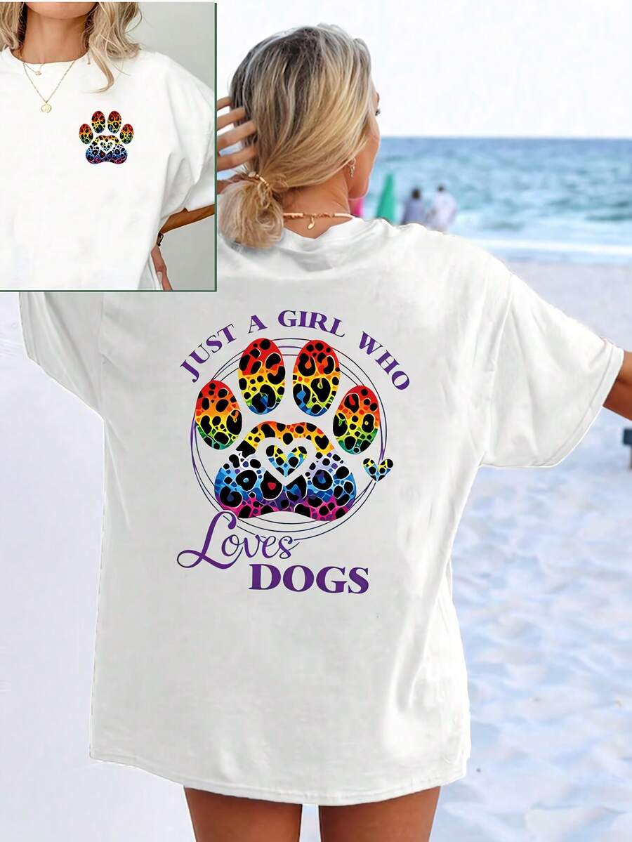 Women's Short-Sleeved T-Shirt, Vacation Style, Elegant And Casual, Summer Top That Goes With Everything. - 白色 - 查看 1
