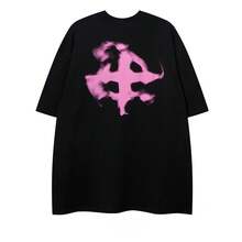 Unisex Pure Cotton T-Shirt With Cross Print, American Hip Hop Style, Summer Short Sleeve, European And American Heavyweight T-Shirt - 白色 - 查看 2