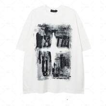 Unisex Pure Cotton T-Shirt With Cross Print, American Hip Hop Style, Summer Short Sleeve, European And American Heavyweight T-Shirt - 黑色 - 查看 5