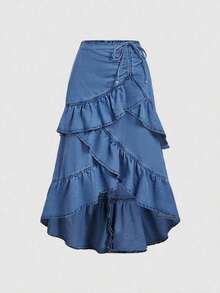 Women Denim Skirts - Blue - View 7
