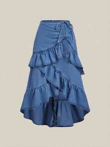 Women Denim Skirts - Blue - View 9