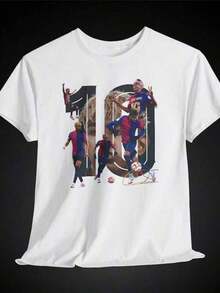 Camiseta de manga corta con cuello redondo y estampado para mujer Jugador de fútbol Acción Número Diez S-3XL moda, cómodo y transpirable uni lavable a máquina - Blanco - Ver 2