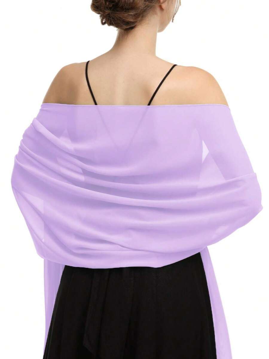 Scialle in chiffon, adatto per spose, matrimoni, abiti da cerimonia e occasioni speciali - Viola - Visualizzare 1