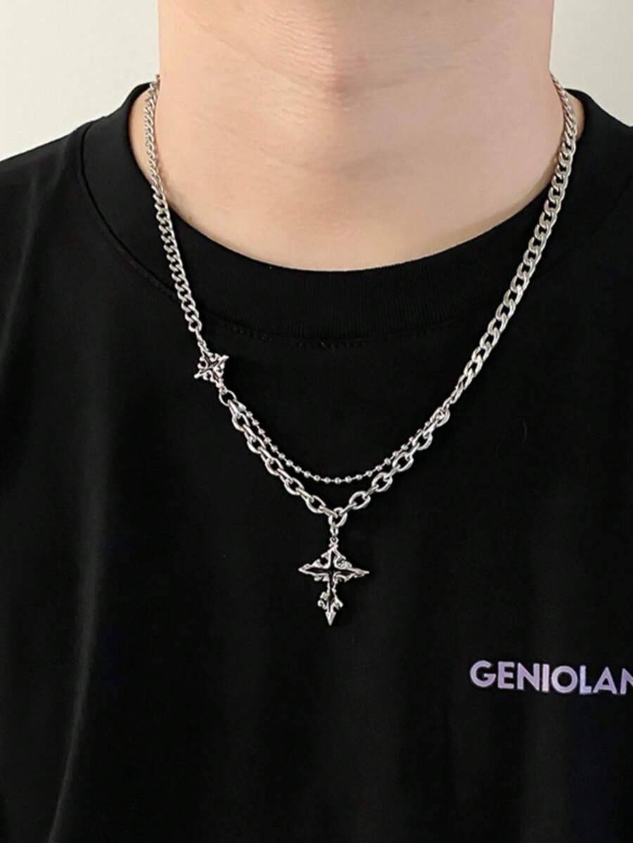 1 pieza Collar versátil y de moda para hombre - Plateado - Ver 1