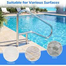 Pool Handrail, 2PCS Stainless Steel Swimming Pool Railings For Inground Pools W/Base Pe, Easy Mount Safety Hand Rail(2 Packs-46''x31'' (LxH)) - 1 Pack-50''x30'' (LxH) - View 4