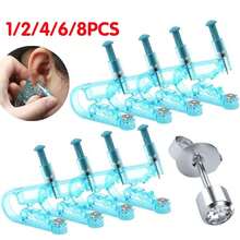 1/2/4/8 piezas Kit desechable para perforación de orejas con aretes de diamante blanco - Juego de herramientas de perforación de orejas seguras - Perforador de orejas de punta redonda de primera generación - Ver 10