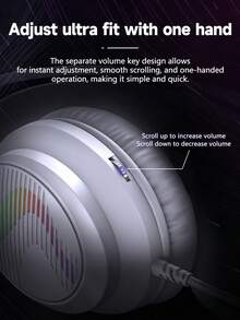 50mm Driver 7.1 Channel Gaming Headset, Omnidirectional Microphone, Cool RGB Lighting, Adjustable Headband, Volume Control, Over-Ear Wired Gaming Headset, Compatible With Desktop PC Laptop - View 8