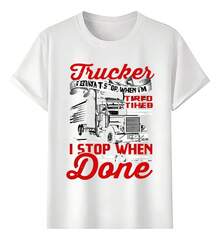 Trucker Tired Done T-Shirts - 白色 - 查看 11
