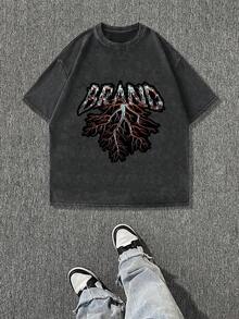 Nuevo modelo 2026,% algodón lavado, estilo casual urbano, adecuado para fiestas o festivales, tela suave y transpirable, diseño de estampado moderno, unisex, ligero y cómodo de llevar, diseño de moda vintage. - Negro - Ver 1