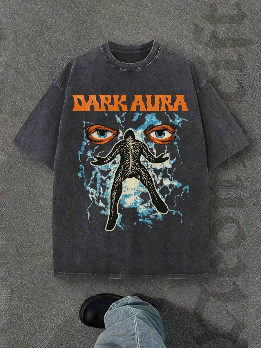 New 2026 Model, 100% Washed Cotton, Urban Casual Style, Suitable For Parties Or Festivals, Soft And Breathable Fabric, Modern Print Design, Unisex, Lightweight And Comfortable To Wear, Vintage Fashion Design. - 黑色 - 查看 1