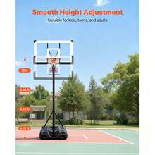 Portable Basketball Stand, 10 Ft Height Adjustment Basketball Hoop & Goal, Portable Basketballs Hoop With 54 Inch PC Backboard & Wheels For Kids, Teens, Adults In Driveways, Pools, Schools - 10 ft with 54 inch PC Backboard & Wheels - 查看 5