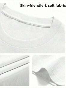 1 Piece Women's Vintage Retro Printed Loose Fit T-Shirt, Women's Casual Short Sleeve Cotton Graphic Tee, "The Happiest Mom In The World" Graphic Tee, Magic Castle Print Short Sleeve T-Shirt For Mother's Day Gift, 180g 100% Cotton. - 白色 - 查看 5