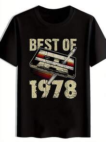 Camiseta con estampado de rayas coloridas para hombre, diseño casual de cuello redondo, camiseta negra versátil con estampado, regalo para hombre. - Negro - Ver 8