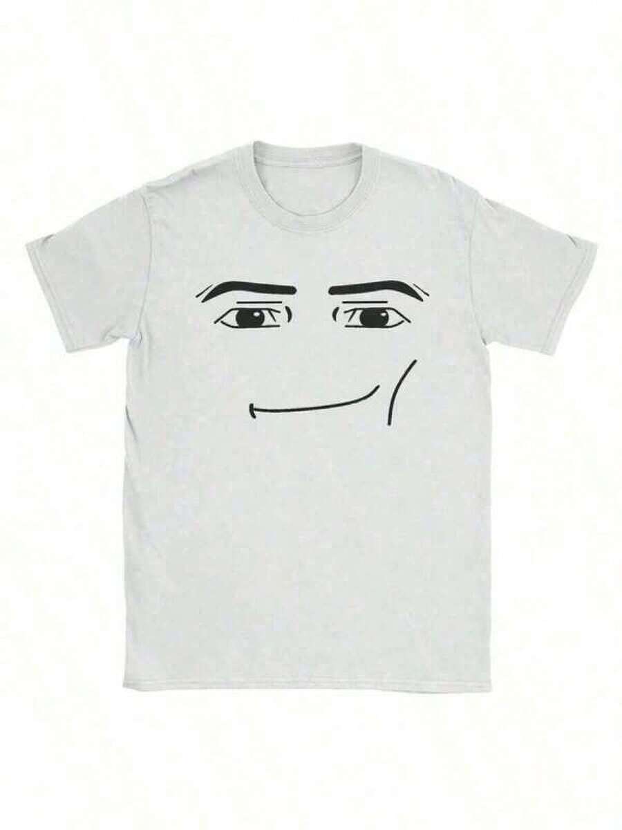 T Shirt Print ,Graphic-Cotton Tees Size Plus,Anime Robot Robloxs Face T-Shirts Women Fun Tees Crew Neck Short Sleeve T Shirts Women Clothing Harajuku T Shirts Tee Summer Tops,Y2K,Oversized Shirt - trắng - Xem 1