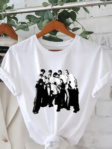 Women's P1Harmony "DUH!Patterned T-Shirt - White, Round-Neck, Casual Short-Sleeve, Lightweight Everyday Summer Top, Comfortable To Wear,, Summer T-Shirt - trắng - Xem 7