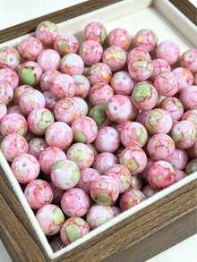 50 pièces Perles en verre émaillé colorées de 10 mm, perles lâches à trou droit pour la fabrication de bijoux DIY, accessoires d'artisanat, fournitures d'artisanat - Multicolore - Voir 6