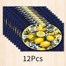 1pc Lemon Striped Linen Placemat, Breakfast Mat, Coffee Coaster, Bowl Pad, Kitchen Accessory, Easy To Clean Dining Mat, Suitable For Home, Restaurant, Dining Decor, Holiday Gift, Gift For Friends, Multi-Piece Set - Multicolor - View 20
