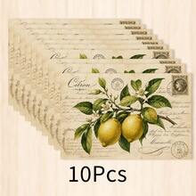 1pc Lemon Pattern Linen Placemat, Breakfast Mat, Coffee Coaster, Bowl Pad, Kitchen Accessory, Easy To Clean Dining Mat, Suitable For Home, Restaurant, Dining Decor, Holiday Gift, Gift For Friends, Multi-Piece Set - Multicolor - View 25