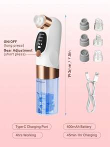JMMO 1pc Rechargeable Smart Facial Cleansing Brush, 6pcs Replaceable Brush Heads, Micro-Bubble Technology, Deep Cleansing Blackheads, 300mAh Lithium-Polymer Battery, Fragrance-Free, Home Skincare Beauty Tool Set (Valentine's Day Gift) - White - View 9