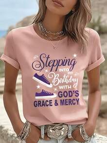Camiseta Básica Diaria para Mujer, Cuello Redondo, Holgada y Cómoda, Manga Corta - Negro - Ver 10