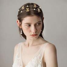 1pc Fashionable Metal Headband With Rhinestone Embellished Double-Layer Butterfly Flower Hair Hoop, Sparkling Elegant Hair Accessory For Women Hairband - Gold - View 9
