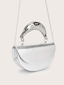 Elegant Patent Leather Women's Handbag, Minimalist Clutch Bag With Chain, Lightweight Luxury Handbag For Parties/Evenings, Perfect Birthday Gift For A Girlfriend, Suitable For Parties - 銅色 - 查看 4
