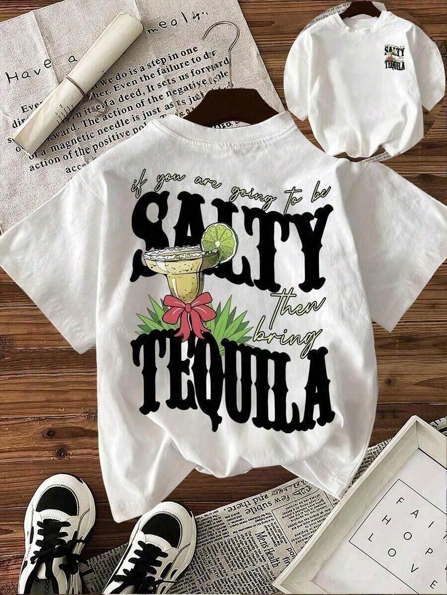 Graphic T-Shirts [Graphic T-Shirt] 100% Cotton, Summer T-Shirt With Casual Slogan Print, Crew Neck, Short Sleeve, Loose Fit, All Body Type T-Shirt, Spring T-Shirts, Summer Shirts, Autumn Short Sleeve T-Shirts, Cotton T-Shirts, Summer T-Shirts, Suitable As A Gift. Women's T-Shirt. Elegant Blouses. Boho Chic, Exquisite Print - 白色的 - 查看 1