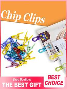 Multi-Purpose Coated Steel Clip, PVC Coated Steel Food Packaging Clip, Suitable For Potato Chip Bags, Clothing, Paper, Etc., 1/5/10 Piece, 2 Inches. - Multicolor - View 8