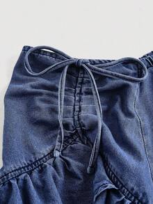 Women Denim Skirts - 深藍色 - 查看 3