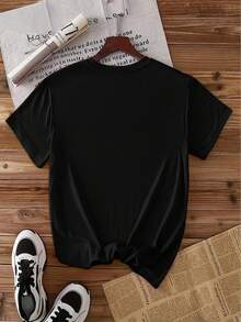 Camiseta Vintage para Mujer con Estampado de Margaritas Moradas - Blusa Suave de Cuello Redondo y Manga Corta - Top Compatible |   Blusa Casual de Primavera, Verano y Otoño, Adecuada para Uso Diario, Lavable aáquina, Estilo Retro Juvenil - Negro - Ver 2