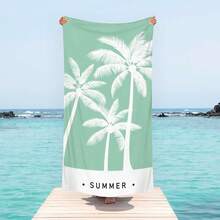 1pc Ultra Soft Teal Palm Tree Summer Pattern Beach Towel, Suitable For Beach, Pool Party, Vacation - Style3 - View 6