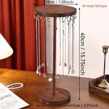 1 pieza Soporte de madera para exhibir collares y pulseras, perchero de disco para accesorios de joyería, exhibición minorista o almacenamiento en el hogar - color nogal - Ver 12