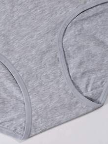 Secret Verse 1 pieza Ropa interior de mujer de cintura media 100% algodón, pantis sólidos cómodos y transpirables - Gris Claro - Ver 11