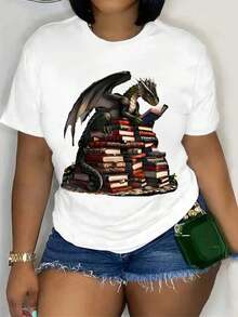 Women's Short-Sleeved Crew Neck T-Shirts, Spring And Summer Casual Wear, Graphic Print T-Shirts, Women's Tees - 白色 - 查看 1