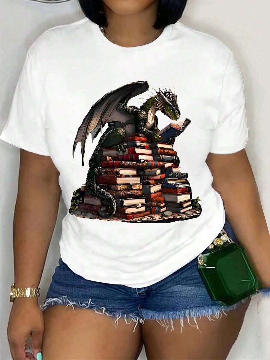 Women's Short-Sleeved Crew Neck T-Shirts, Spring And Summer Casual Wear, Graphic Print T-Shirts, Women's Tees - 白色 - 查看 1