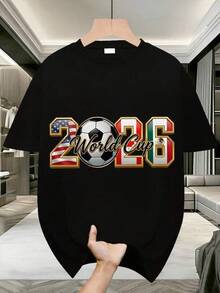 Nueva camiseta estampada2026 US‑Canada‑Mexico Soccer Themed Game Day T‑Shirt, 180g Heat Transfer Short Sleeve Top for Sports Viewing,Conjuntos a juego para niñas, conjuntos madre-hija, adecuados para regalos de San Valentín, unisex, camisetas conmemorativas, San Valentín, estilo anime japonés, conjuntos para padres e hijos, San Valentín, camisetas gráficas para hombres. - Negro - Ver 6