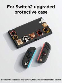 新款 2 (2025) 配件 - 1 个可爱猫耳造型收纳包/保护套，兼容 Switch OLED/Switch NS 扩展电池版，可容纳 10 张游戏卡，便携式旅行收纳包，带充电器/数据线收纳功能，防震抗压 - 多色 - 查看 15
