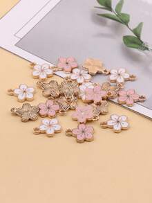 20pcs Fashion 3D Zinc Alloy Random Color Oil-Drip Fresh Cherry Blossom Pendant Small Flower Necklace Bracelet Earring Charm DIY Jewelry Accessories - Cherry Blossoms - View 3