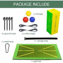 Golf Hitting Mat Set, Golf Training Mat With 3 Balls For Swing Path Feedback Detection Batting, Junior Golf Practice Mat Golf Training Accessories Golf Gifts For Beginner Men Women Home Indoor Outdoor - Default - View 5