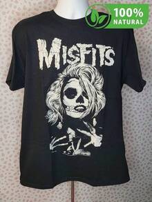 Oferta Especial: Camiseta Misfits Exclusiva: Diseño de Calavera  Descubre esta increíble camiseta negra con un diseño exclusivo de calavera inspirado en los Misfits.Perfecta para los amantes del estilo alternativo y la música punk.Un clásico renovado que destaca por su audaz estética.¡Sé parte de la  y luce tu actitud rebelde!- Ropa de Moda Casual Suave y Transpirable para Diario - Negro - Ver 1