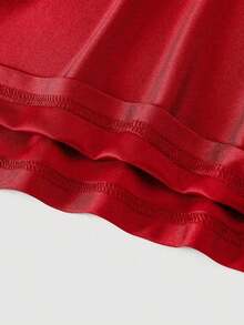 Vestido deslizante acampanado con plisado en la cintura - Rojo - Ver 4