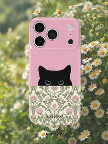 GIIPPA 1 pieza Funda de teléfono para iPhone 17 Pro Max con diseño de gato negro y patrón floral retro, adecuada para iPhone 16/15/14 Pro Max, funda de teléfono coreana con estilo e interesante, compatible con 11/12/13/14/15/16 Pro Max Plus, diseño elegante para hombres y mujeres, regalo ideal para Navidad, San Valentín, Pascua, temporada de bodas y cumpleaños para la novia - Rosa - Ver 7