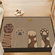 1pc Cat Paw Print Linen Kitchen Rug, Bathroom Mat, Doormat, 3D Printed Rectangle Carpet For Living Room, Bedroom, Hallway, Bathroom, Laundry Room - Polyester Rug For Indoor And Outdoor Home Decor - Multicolor - View 4