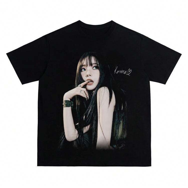 Pure Cotton Short-Sleeved T-Shirt, Urban Casual Style, With Round Neck, American Retro Style, Breathable And With Direct Digital Printing, By Zhang Yuanying. - 白色 - 查看 1