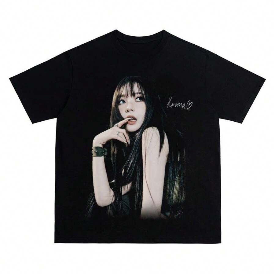 Pure Cotton Short-Sleeved T-Shirt, Urban Casual Style, With Round Neck, American Retro Style, Breathable And With Direct Digital Printing, By Zhang Yuanying. - 白色 - 查看 1