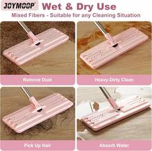 JOYMOOP Mop Replacement Pads, Reusable Microfiber Mop Pads For 13-Inch Flat Mop And Mop Bucket Set, Pack Of 2 Refills - Stripe And Pink - Màu E - Xem 3